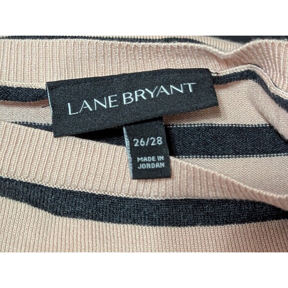 Lane Bryant Pullover Sweater Womens Plus 26/28 Pink Blue Stripe Flounce Sleeve - Picture 8 of 9